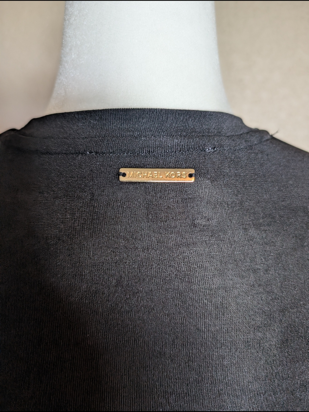 Michael Kors Black Long Sleeve Dress with Gold Stud Neckline - Picture 4 of 6
